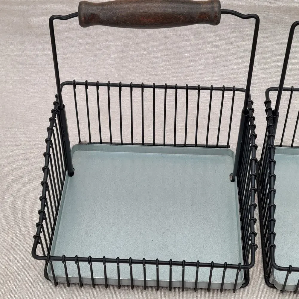 2 x IKEA Fintorp Black Wire Hanging Basket Carina Bengs, For Rail System 7.75”